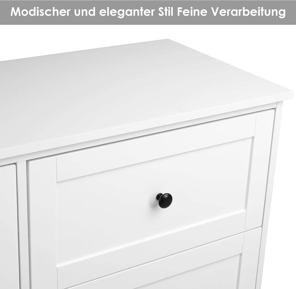 FOREHILL Komoda do sypialni biała szafka do przechowywania z 6 szufladami biała komoda szuflady do salonu przedpokoju 108 x 40 x 87 cm