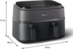 Philips Airfryer 5000 Serii Dual Basket z Technologią Air Steam oraz RapidAir Plus - pojemność 9L, 19 sposobów gotowania, 90% mniej tłuszczu, 2 kosze, czyszczenie parą, akcesoria (NA550/00)